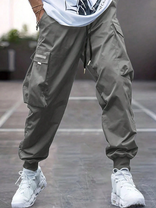 Men's Drawstring Waist Flip Pocket Cargo Pants