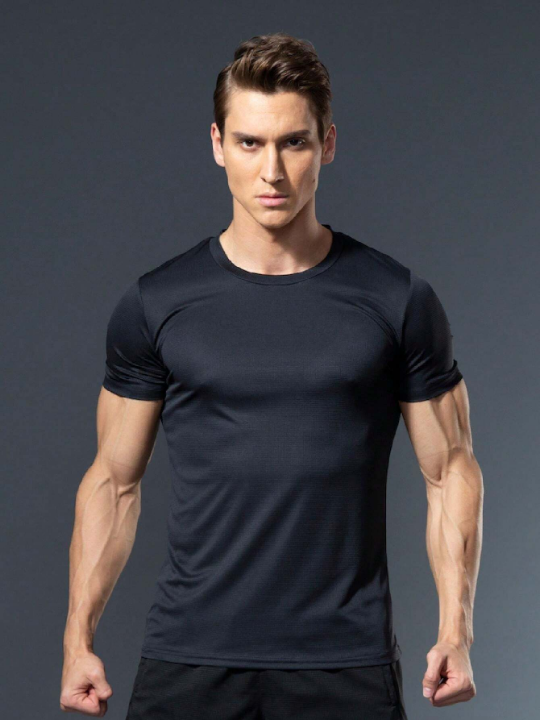 5pcs Men's Breathable And Loose Fit Quick Dry Short Sleeve Workout T-Shirt For Outdoor Sports Gym Clothes Men Spring Tops Basic T Shirt