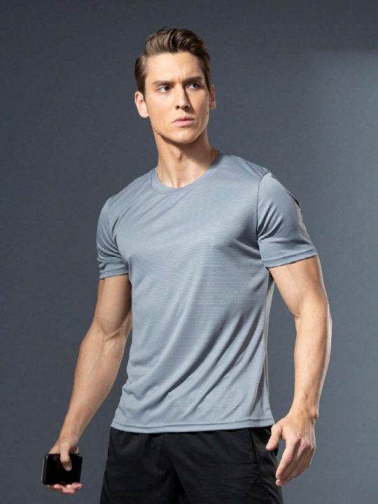 5pcs Men's Breathable And Loose Fit Quick Dry Short Sleeve Workout T-Shirt For Outdoor Sports Gym Clothes Men Spring Tops Basic T Shirt