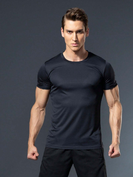 5pcs/Set Men's Loose Fit Breathable Quick-Dry Short Sleeve Sports T-Shirt For Fitness, Running, Outdoor Activities Gym Clothes Men Spring Tops Basic T Shirt