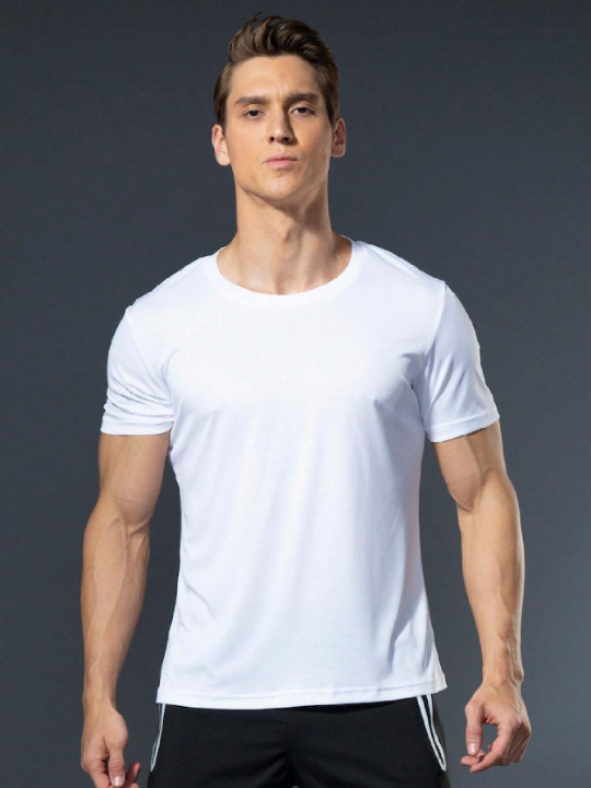 5pcs/Set Men's Loose Fit Breathable Quick-Dry Short Sleeve Sports T-Shirt For Fitness, Running, Outdoor Activities Gym Clothes Men Spring Tops Basic T Shirt