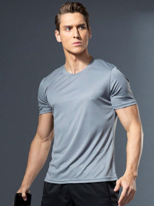 5pcs/Set Men's Loose Breathable Fitness, Running, Outdoor, Quick-Drying Short Sleeve Sport T-Shirts Gym Clothes Men Spring Tops Basic T Shirt