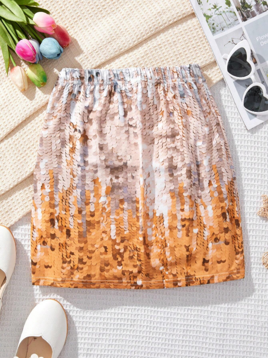 Tween Girls' Glitter Effect Elastic Waist Skirt, Shimmering And