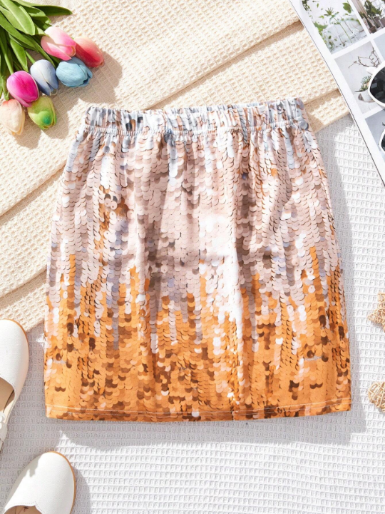 Tween Girls' Glitter Effect Elastic Waist Skirt, Shimmering And