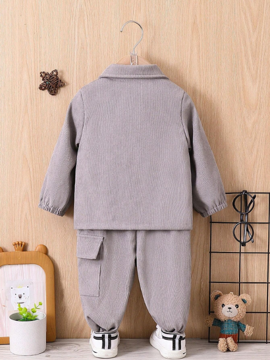 Baby Boy Solid Color Long Sleeve Jacket And Pants Set