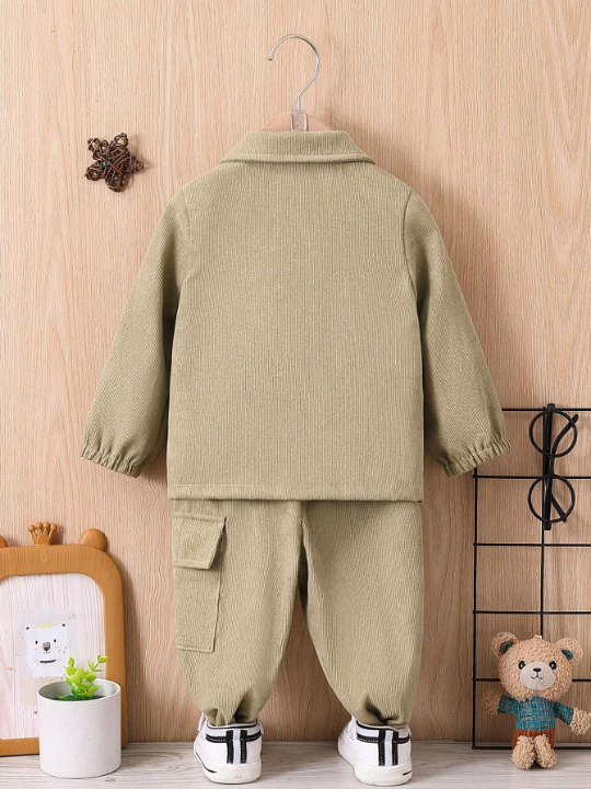 Baby Boy Solid Color Long Sleeve Jacket And Pants Set