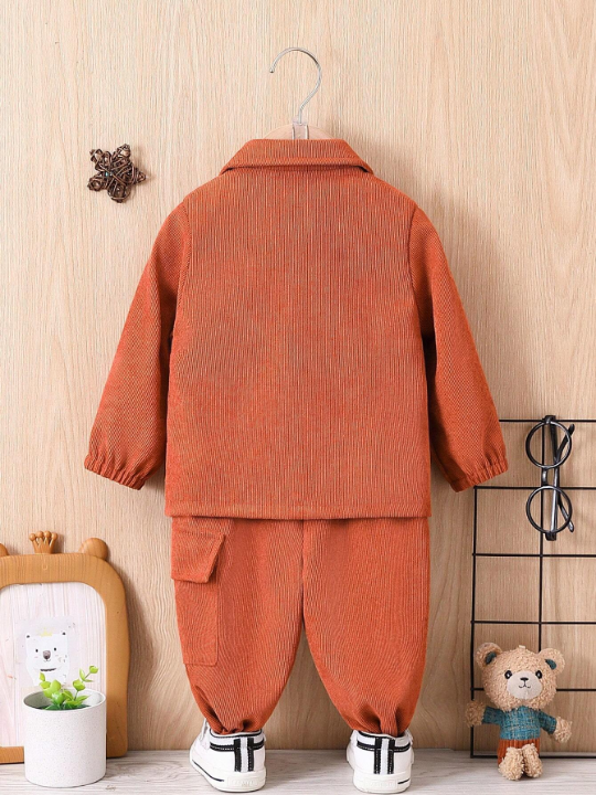 Baby Boy Solid Color Long Sleeve Jacket And Pants Set