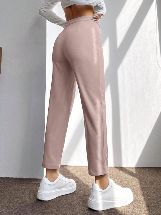 PETITE Ladies' Solid Color Pants With Stitching Decoration