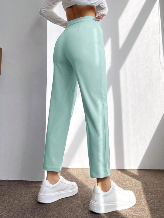 PETITE Women's Solid Color Stitching Detail Trousers