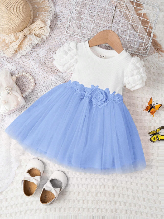 Baby Girl's Color Block Ruffle Dress