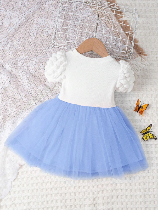 Baby Girl's Color Block Ruffle Dress