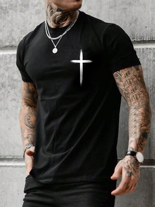 Manfinity LEGND Men Cross Print Tee