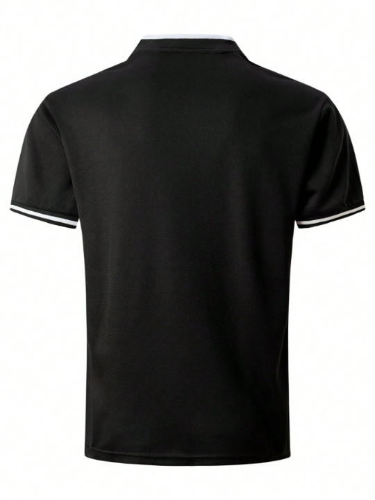 Men's Short Sleeve Polo Shirt With Stand Collar