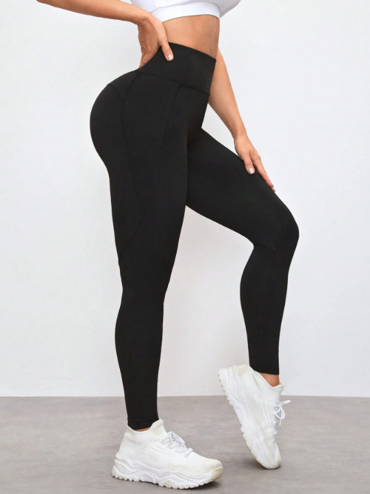 Yoga Basic High Waist Compression Workout Leggings For Abdominal Control And Butt Lifting