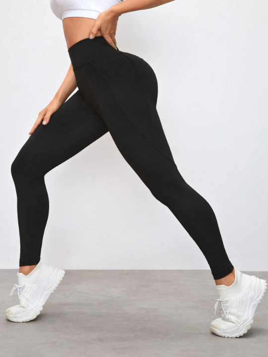 Yoga Basic High Waist Compression Workout Leggings For Abdominal Control And Butt Lifting