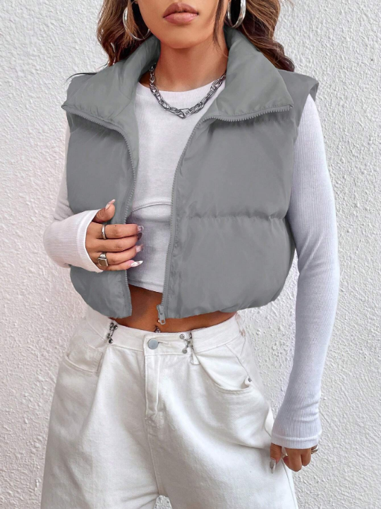 EZwear Women's Sleeveless Padded Jacket With Zipper