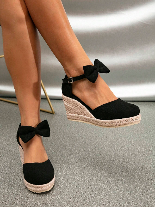 Women's Peep Toe Platform Wedge Sandals With Woven Heel, New Arrival For Spring And Summer