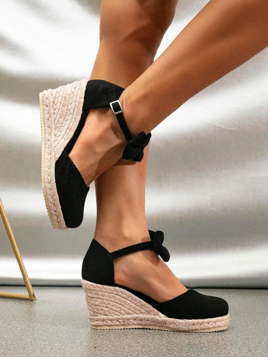 Women's Peep Toe Platform Wedge Sandals With Woven Heel, New Arrival For Spring And Summer