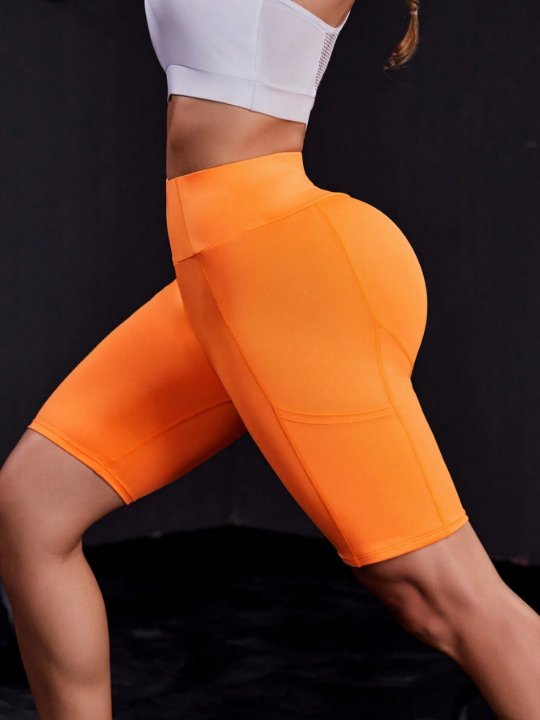 Yoga Belt & Phone Pocket Bike Shorts For Sports