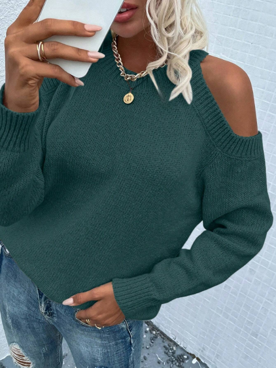 LUNE Solid Color Off Shoulder Casual Sweater