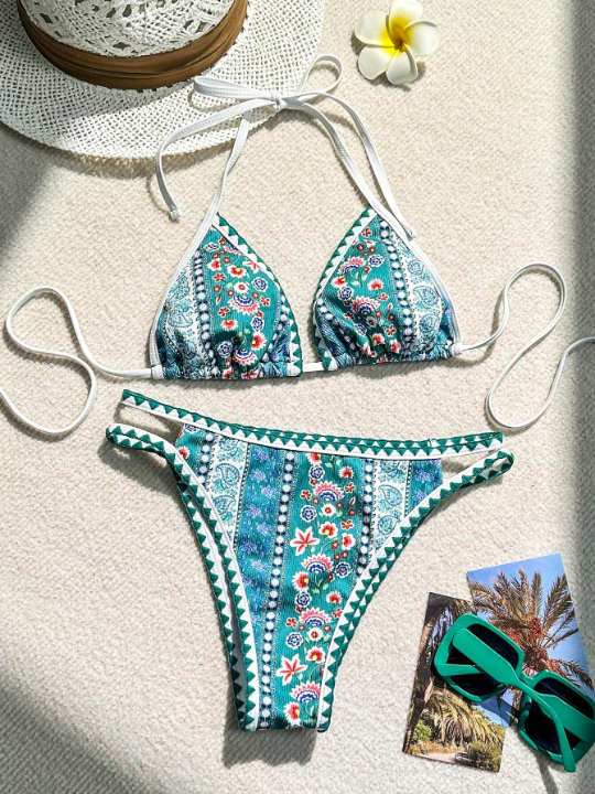 Swim Vcay Floral Print Two-Piece Swimsuit Set