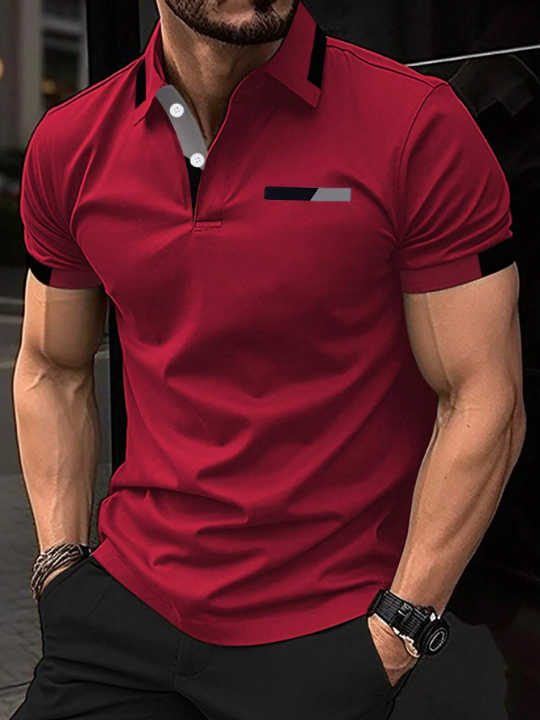 Manfinity Men Contrast Trim Polo Shirt