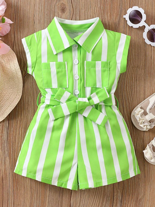 Baby Girl Striped Shirt Romper