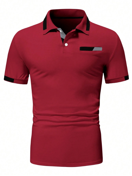 Manfinity Men Contrast Trim Polo Shirt