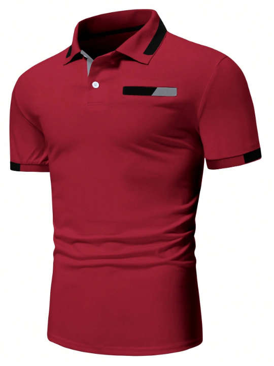 Manfinity Men Contrast Trim Polo Shirt