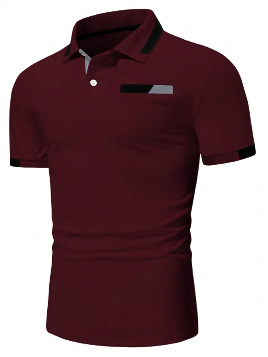 Manfinity Men's Short Sleeve Polo Shirt With Colorblocking Design