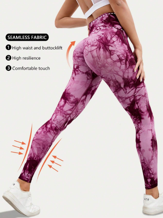 Yoga Trendy Tie Dye Yoga Leggings Seamless Softness High Stretch Tummy Control Training Tights