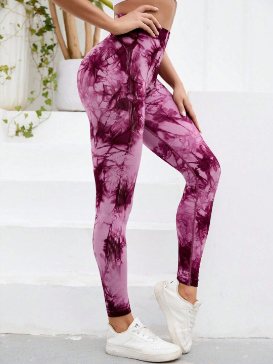 Yoga Trendy Tie Dye Yoga Leggings Seamless Softness High Stretch Tummy Control Training Tights