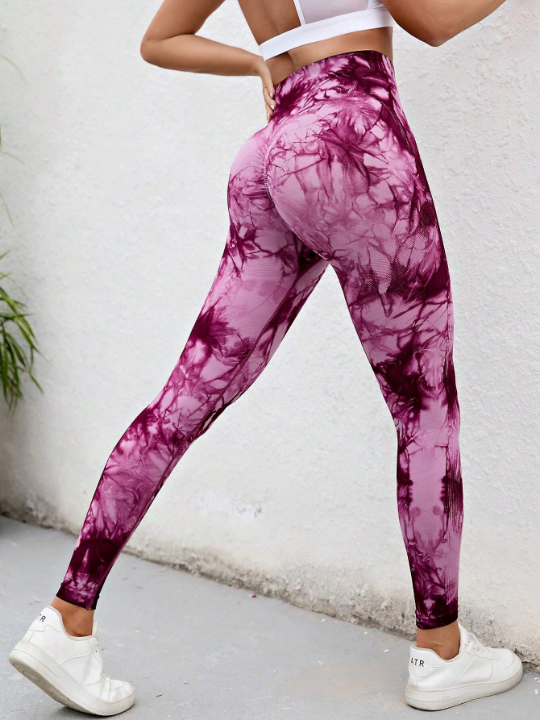 Yoga Trendy Tie Dye Yoga Leggings Seamless Softness High Stretch Tummy Control Training Tights