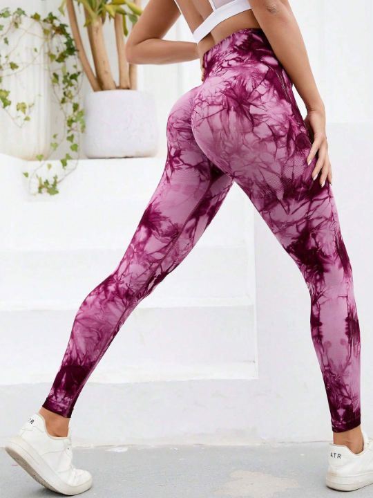 Yoga Trendy Tie Dye Yoga Leggings Seamless Softness High Stretch Tummy Control Training Tights