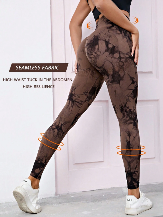 Yoga Trendy Seamless Softness Tie Dye Sports Leggings