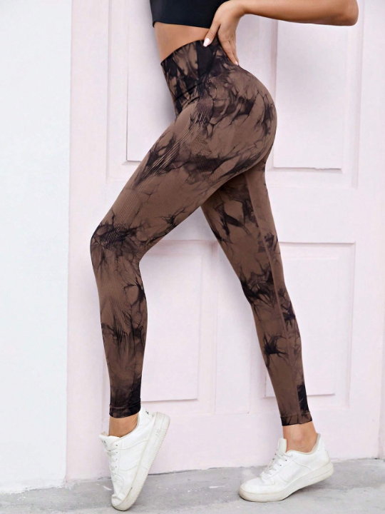 Yoga Trendy Seamless Softness Tie Dye Sports Leggings