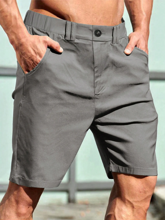 Manfinity Homme Men's Solid Color Shorts With Pockets