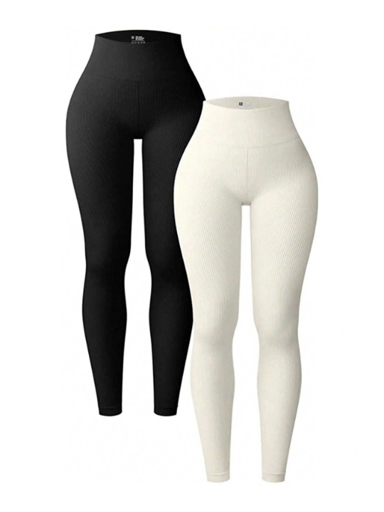 2pcs Women's High Waist Slim Fit Leggings