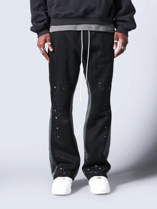 SUMWON Flare Fit Jogger With Paint Print