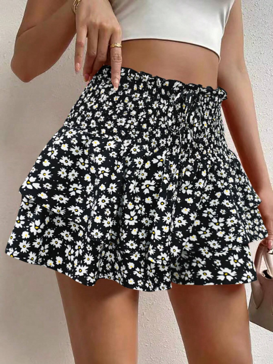 VCAY Women's Daisy Print Wrap Skorts