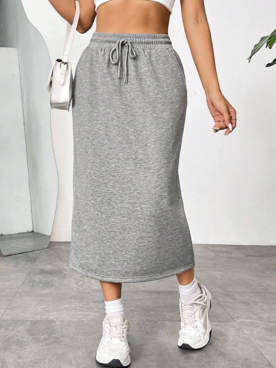 EZwear Drawstring Waist Asymmetric Pocket Skirt