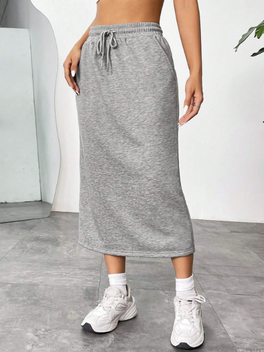 EZwear Drawstring Waist Asymmetric Pocket Skirt