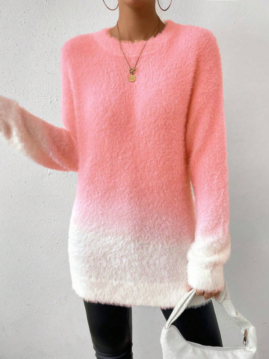 Essnce Women's Ombre Fluffy Sweater