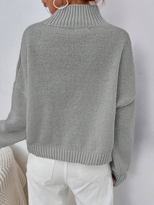 Mock Neck Drop Shoulder Sweater