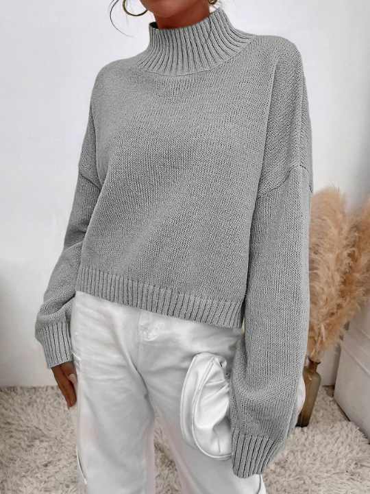 Mock Neck Drop Shoulder Sweater