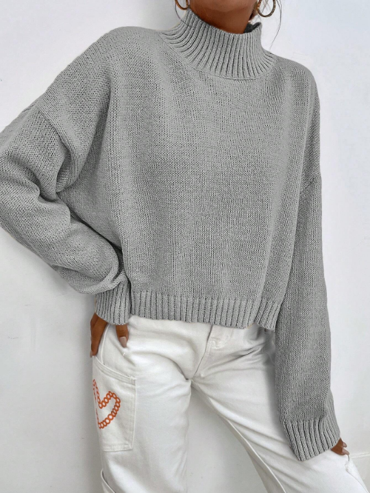 Mock Neck Drop Shoulder Sweater