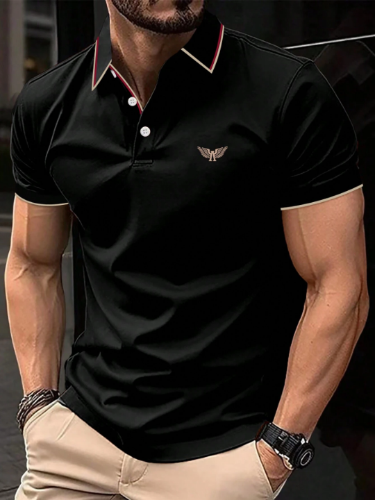 Manfinity Mode Men's Short Sleeve Polo Shirt With Contrast Color Edging