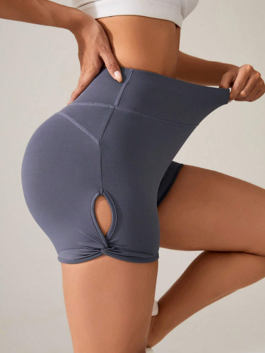 Yoga Basic Side Knot Detail Hollow Out Athletic Shorts