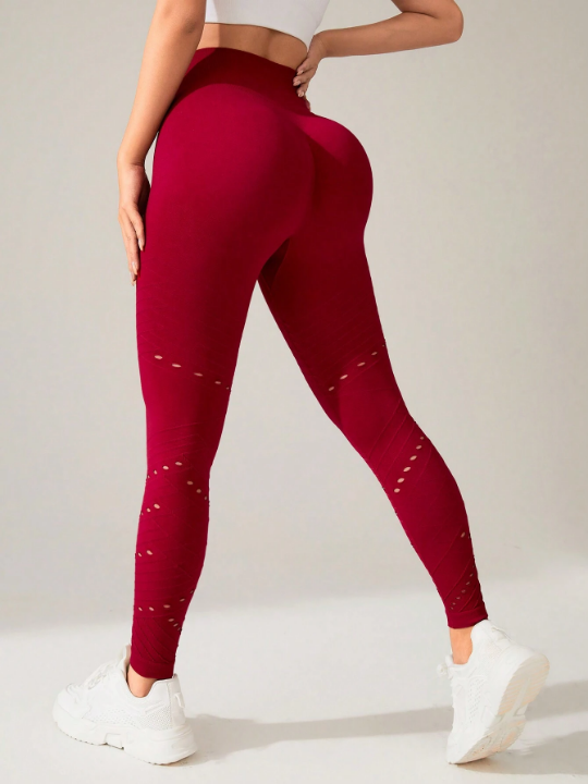 Yoga Trendy Women's High Waist Yoga Leggings With Hollow-Out Detail