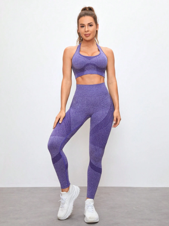 Yoga Basic Women's Crop Top And Leggings Workout Set